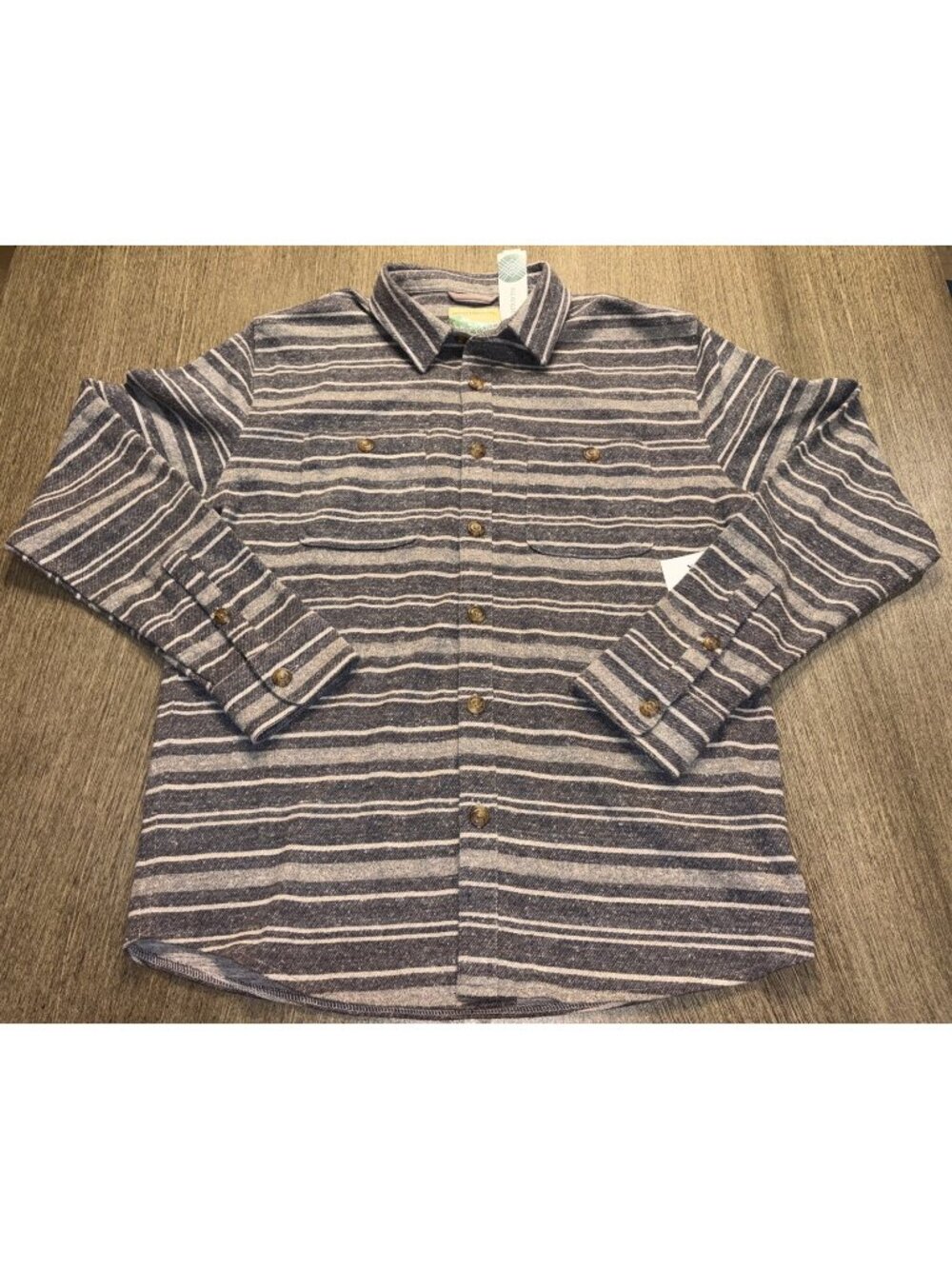 New Marine Layer Pacifica Stretch Twill  Shirt Multicolor Blue Stripe Size M